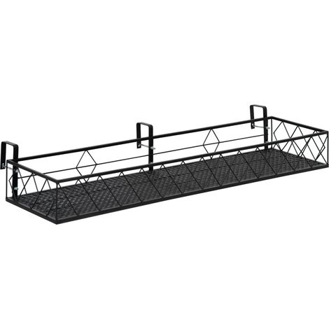 easycomfort fioriera da esterno portavasi con ganci per ringhiera balcone in metallo, 100x31x12cm, nero (1/5)
