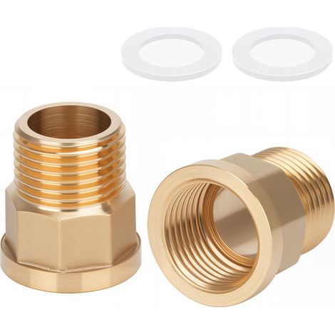 Lot de 2 adaptateurs réducteurs en laiton AG/IG 1/2"  Convertisseur de connexion de tuyau avec joint en caoutchouc pour systèmes eau, gaz, liquide (1/5)
