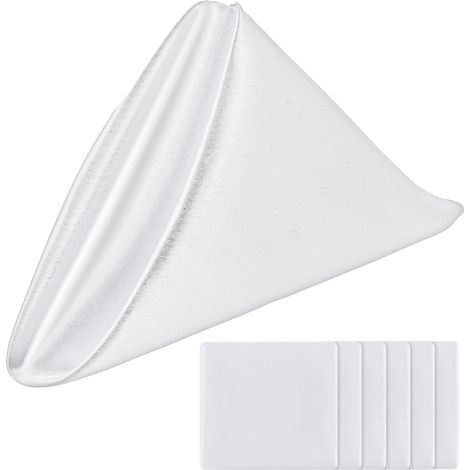 6 servilletas de damasco, 43x43 cm, tejido sedoso resistente al desgarro – lavables – Blanco (1/5)