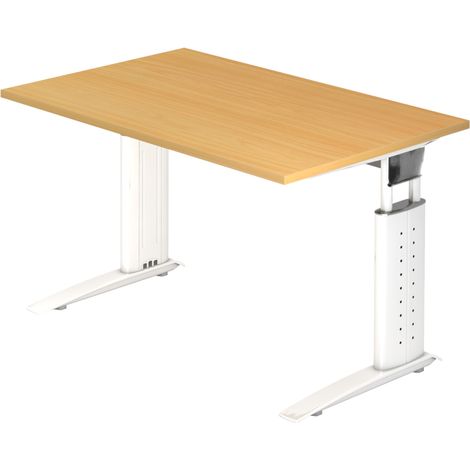 bümö Schreibtisch Serie-U Rechteck: 120 x 80 cm  Buche Weiß