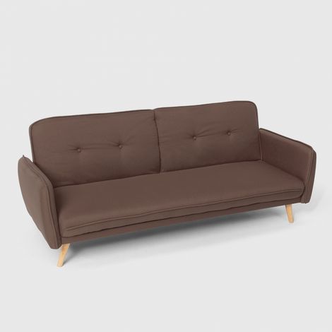 Divano letto clic clac 3 posti reclinabile design nordico in tessuto Merida - Marrone