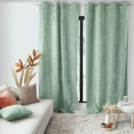 Rideau occultant thermique en velours 140x260 cm – Doublé polaire 270 gr/m² – Œillets métalliques argentés 4 cm – Isolation efficace – Decostars (1/5)