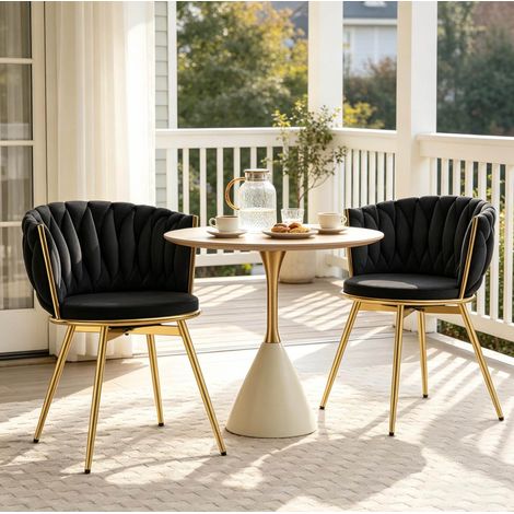 Drehbarer Esszimmerstuhl mit Samt 2er-Set Schwarz OKMYHOME (1/5)