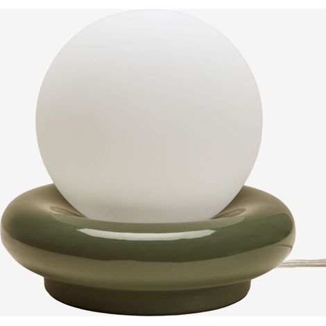 Lampe de table en céramique, boule en cristal, vert olive intense, Kryx SKLUM (1/5)