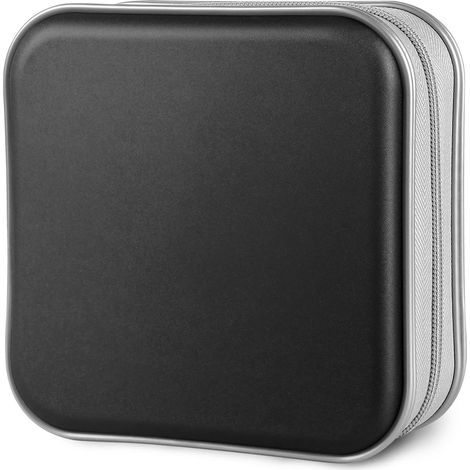 Étui de rangement pour CD, étui de rangement pour CD/DVD d'une capacité de 40 disques, porte-disques DVD en plastique rigide de style portefeuille, convient pour la voiture, la maison, le bureau et le (1/3)