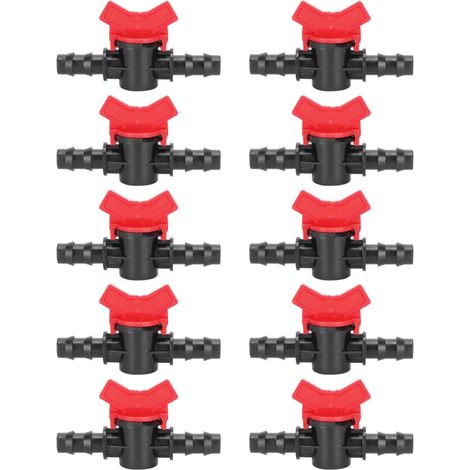 10 Pièces Raccord d'Irrigation Barbelé 1/2 avec Vanne Intégrée pour Jardin