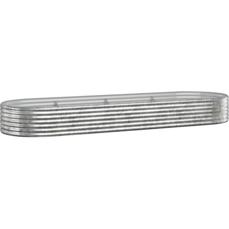 Fioriera rialzata 322 x 100 x 36 cm per piante e fiori terrazza giardino acciaio verniciato a polvere argento 020039723