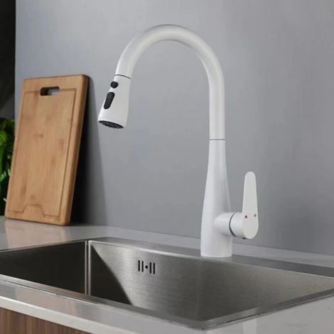 (Blanc-G1/2) Robinet de cuisine amovible pour évier de cuisine, mitigeur manuel, compatible avec Israël, laiton brossé (1/5)