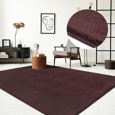 Tapis Moderne Moelleux à Poils Courts, antidérapant, Lavable Jusqu’à 30°C, Super Doux, Aspect Fourrure, pour Salon et Chambre, décoratif, Bordeaux, 200 x 280 cm (1/5)
