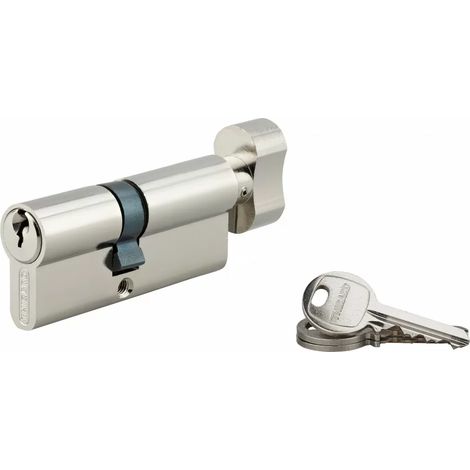 Thirard – Cylindre de serrure à bouton 40 x 30 mm – Mécanisme à 5 goupilles – Panneton anti-arrachement – 3 clés en acier nickelé