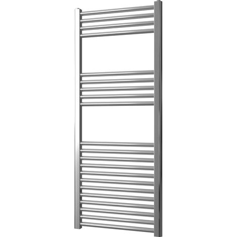 Greened House 500mm wide x 1200mm Chrome Flat Central Heating Towel Rail high Designer Straight Towel radiator
