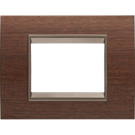 PLAQUE LUX RECTANGULAIRE 3P BOIS NOYER GEWISS GW16203WU