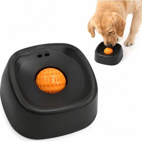 Gamelle anti-glouton pour chien et chat, mangeoire lente noire avec balle orange, jouet d'alimentation interactif, noir (1/5)