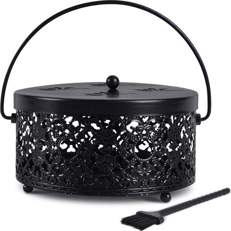Porta incenso coperto per repellente per zanzare, supporto metallico portatile per giardino e campeggio, bruciatore di incenso da esterno - Crezuo