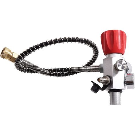 x 1.5 PCP Réservoir double calibre Valve de remplissage d'air Station de remplissage avec manomètre 400 bar 6000 Psi Tuyau 50 cm (1/5)