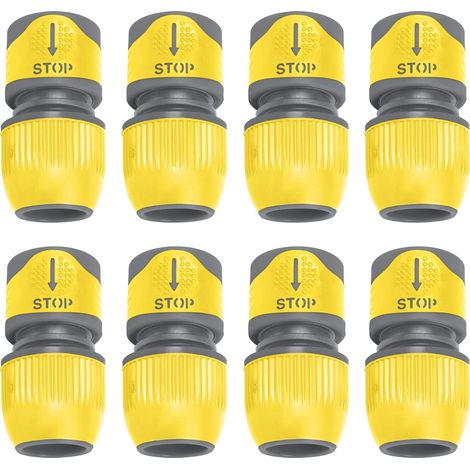 Lots de 8 Raccord D'arrosage Jardibric Raccord Rapide BiMatière Stop 19 mm