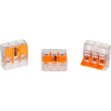Mini morsetto di connessione a leva 3 x 0,2 - 4 mm² - 50 pezzi