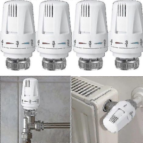 4x Contrôleur de radiateur à tête thermostatique, vanne de chauffage à tête thermostatique M30 x 1,5 (2 pièces) (1/5)
