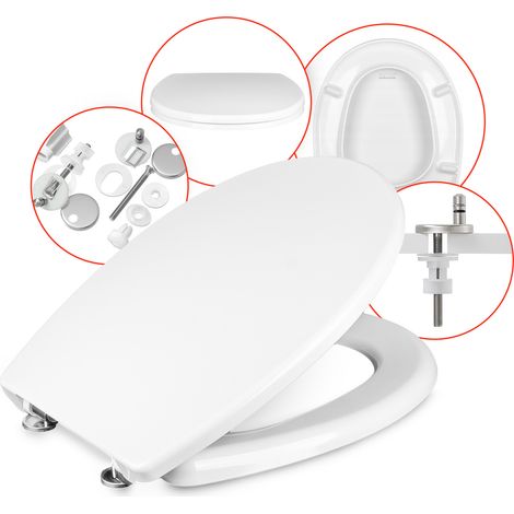 Les rois des sièges de toilettes  Abattant WC Duroplast - Blanc - Mécanisme de fermeture douce - Antibactérien