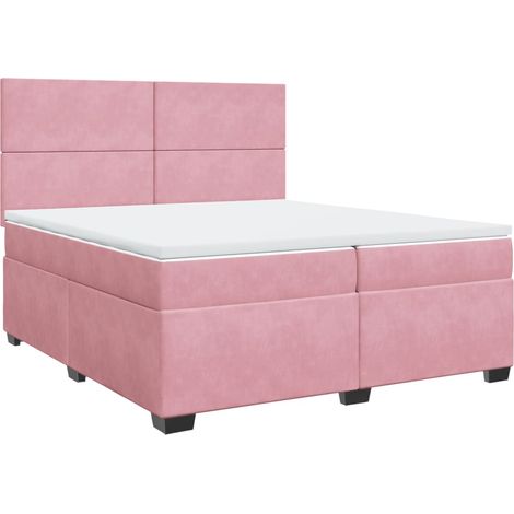 Maison Exclusive - Cama box spring con colchón terciopelo rosa 20