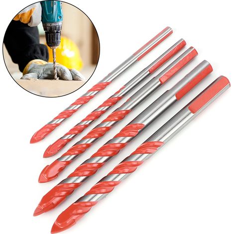 Lot de 5 forets à centrer pour carrelage céramique, outil de perçage mural DIY (6 mm, 6 mm, 8 mm, 10 mm, 12 mm) (1/5)
