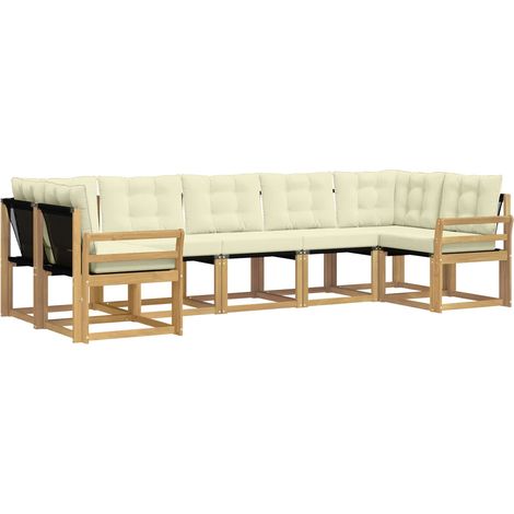 Set di divani da esterno 7 pz Bianco e Crema vidaXL (1/5)