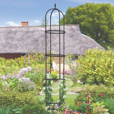 Smart Garden Windsor Black Metal Obelisk 1.85m Plant Support Pergola Steel (1/3)