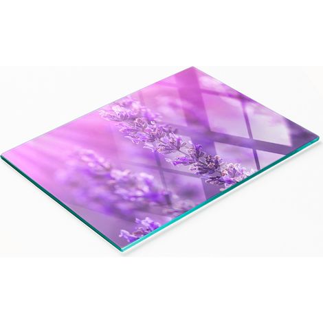 Tabla de cortar decorativa de vidrio templado para cocina, color lavanda, 80x52 cm. (1/5)