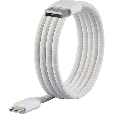 Trywise Câble USB USB 2.0 USB-C® mâle, USB-A mâle 1.00 m blanc avec enroulement magnétique, gaine textile RF-6437922 A960893