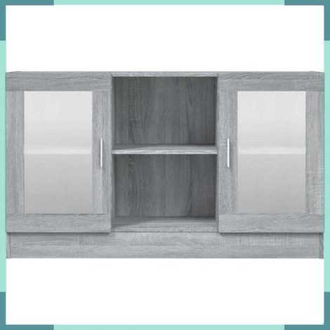 815628 Armoire à vitrine Sonoma gris 120x30,5x70 cm Bois d'ingénierie (1/5)