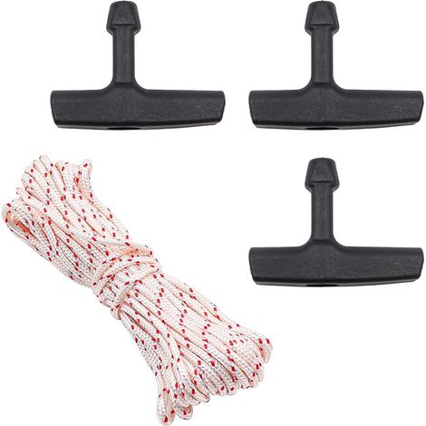 Corde de démarrage pour tondeuse à gazon de 3 mm avec 3 poignées de démarrage pour tondeuse à gazon, tronçonneuse, débroussailleuse, débroussailleuse, pièces moteur (1/5)