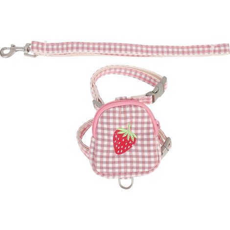 Arnés rosa para perros con cuerda de tracción para paseos al aire libre, 1 juego, cómodo. (1/5)