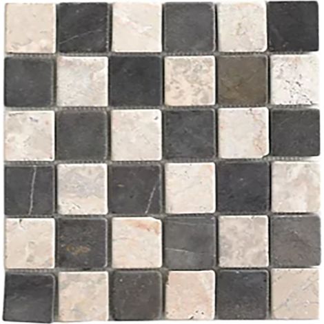 Pegane – Carrelage mural en marbre naturel gris foncé et blanc mat – 30 x 30 cm – Épaisseur 0,9-1 cm – Pour murs et sols (1/2)