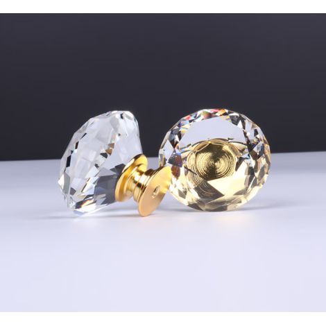 10 unidades de tiradores de cristal de diamante de 30 mm, botones para armarios, cajones, cocina y muebles (1/2)