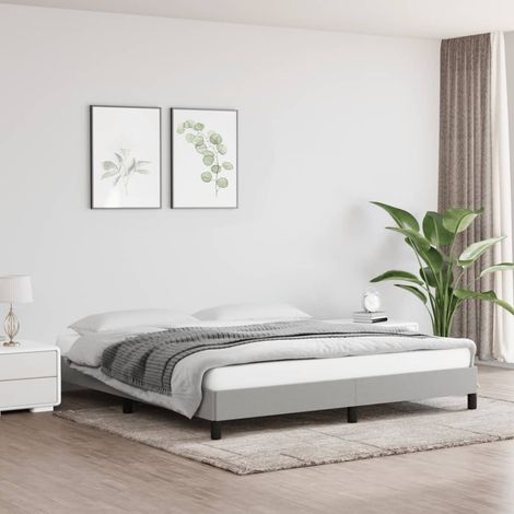 Lit double Lit adulte Cadre de lit sans matelas gris clair 180x200 cm tissu (1/5)