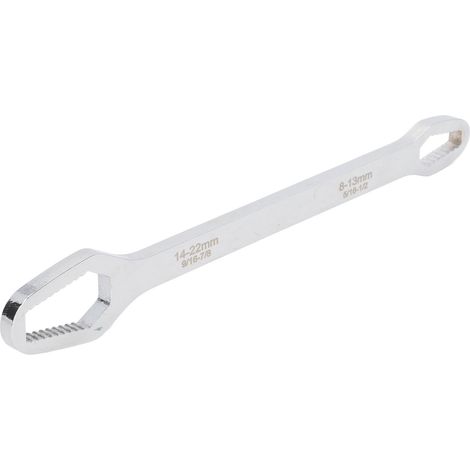 Clé universelle double face 8mm en acier chromé miroir, longueur 270mm, finition blanche épaisse, outil multifonction robuste (1/5)