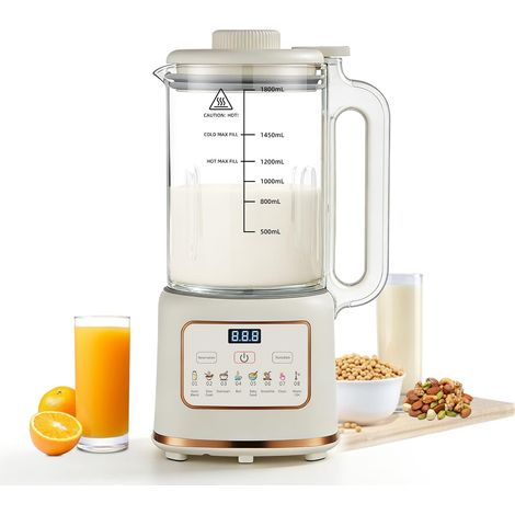 Machine à Lait Végétaux, Machine à Lait de Noix 1500ml pour pour le lait d'amande, le lait de soja, les smoothies et Fruits etc, Différé, Maintien au Chaud, Autonettoyant, Machine à lait végétal sans