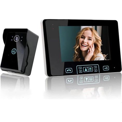 2.4GHz sans Fil vidéo Sonnette système d'interphone caméra Cloche de Porte avec Moniteur d'écran de 7 Pouces déverrouiller Le contrôle d'accès for la Maison Villa (1/5)