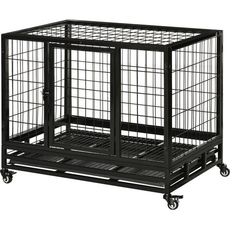 PawHut Gabbia Box per Cani Cuccioli da Interno Esterno con Rotelle (1/5)