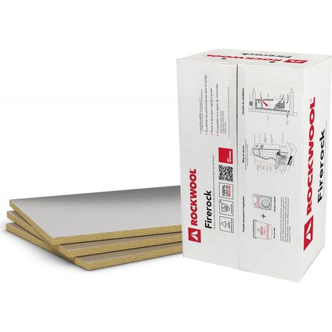 Lot de 10 panneaux de laine de roche 1000 × 600 mm Ep.40mm – Isolation thermique et protection incendie – Pour murs de cheminées – Rockwool