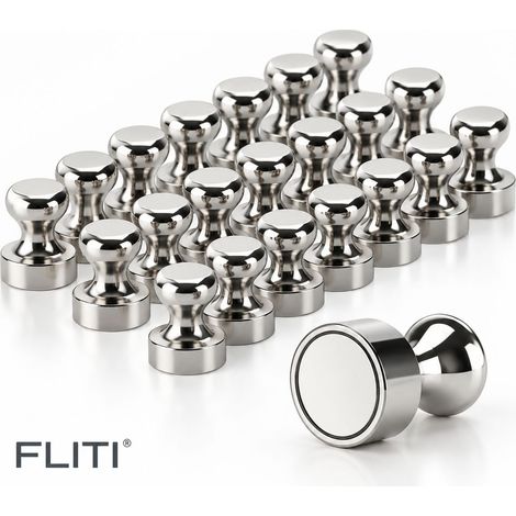 FLITI Powerful Neodymium Magnets 24PCS Stainless Steel 12x16mm 20 Sheets A4 Whiteboard Refrigerator (1/5)