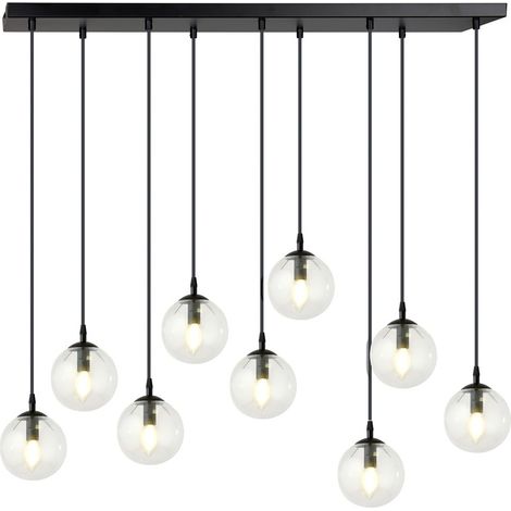 Lampada a Sospensione Cosmo, Acciaio verniciato a polvere, Vetro, Nero, 104x120x22 cm (1/5)