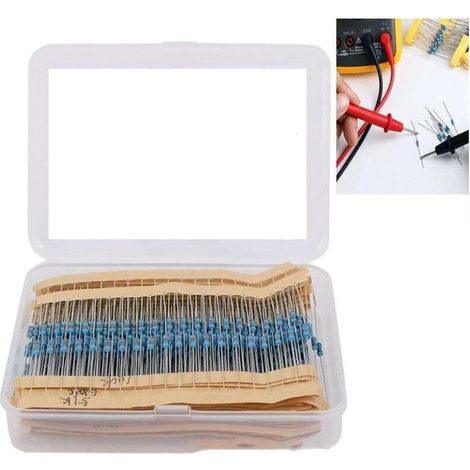 Assortiment de résistances, 1/4 W, 600 pièces, résistances à film métallique, résistance 10 à 1 m, kit de résistance électronique, tolérance ± 1 % (1/4)