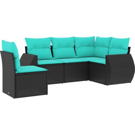 Maison Exclusive - 5-teiliges Gartensofa-Set mit Kissen, schwarze (1/5)