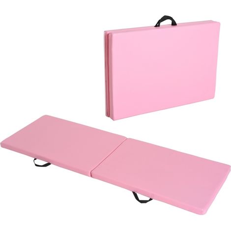 Tappetino fitness pieghevole con maniglie per yoga e pilates 180 x 60 x 5 cm rosa (1/5)