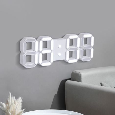 Reloj de pared digital LED 3D de 28,5 cm: un reloj multifuncional con una gran pantalla (se puede montar en la pared o colocar sobre una mesa). (1/5)