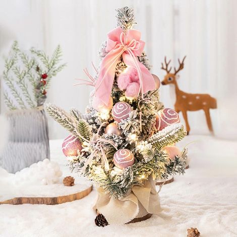 Sapin de Noël rose miniature artificiel, décoration de table pour Noël, 15,74 cm (1/5)