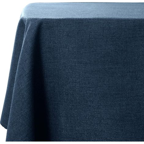 Nappe lavable bleu marine 140x240 cm aspect lin imperméable