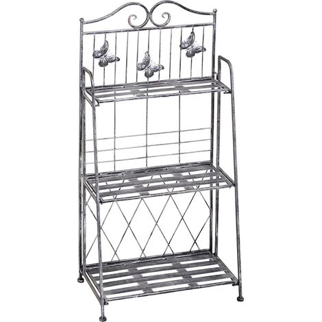 Pflanzregal Metall Blumenständer Mit 3 Ebenen, Blumentreppe Für Garten, Silbergrau, 44X25X96Cm