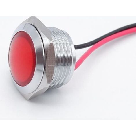 Indicateur LED 22 mm - Boîtier Métallique En Laiton Nickelé - Multi-tension 3 V À 220 V - Pour Installation Électrique - Rouge ×1